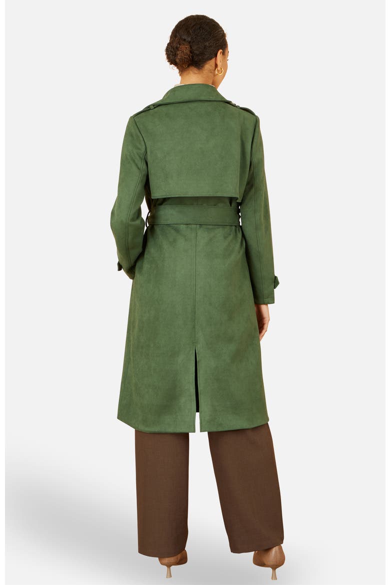 Faux Suede Trench Coat, Alternate, color, Green