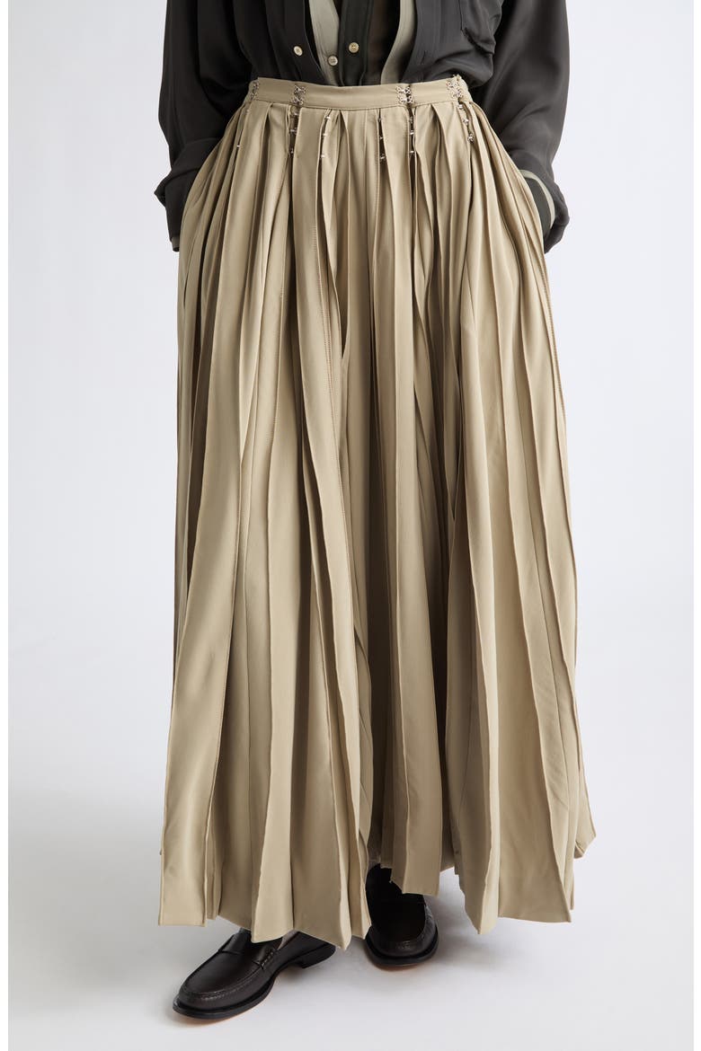 Pleated Wool Blend Maxi Skirt, Main, color, BEIGE WOOL
