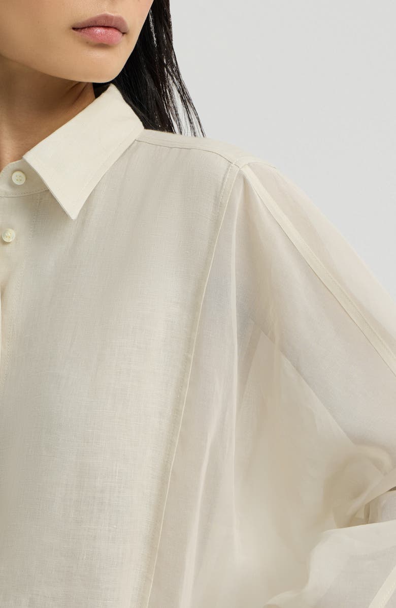 Brunello Cucinelli Linen and cotton organza shirt, Alternate, color, Milk