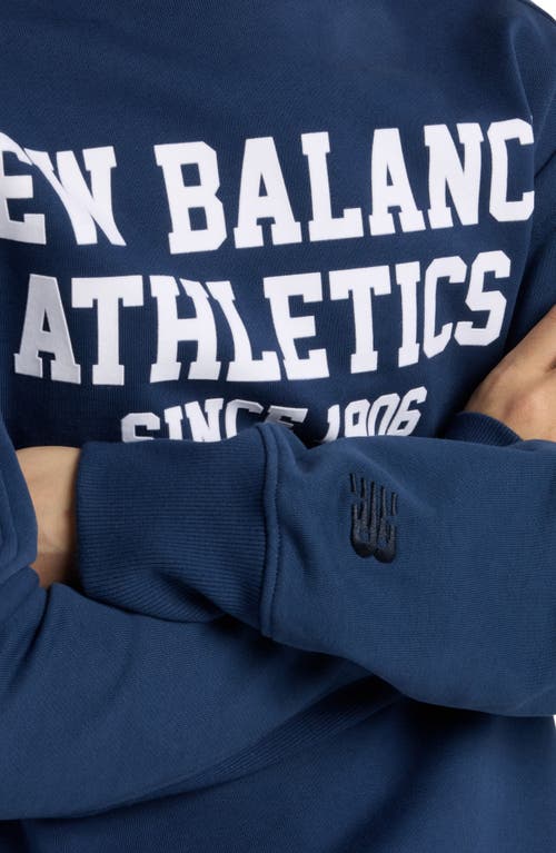 New Balance Varsity French Terry Crewneck Sweatshirt In Blue