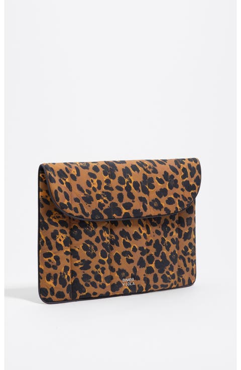 Teak Leopard Print Nylon Laptop Sleeve