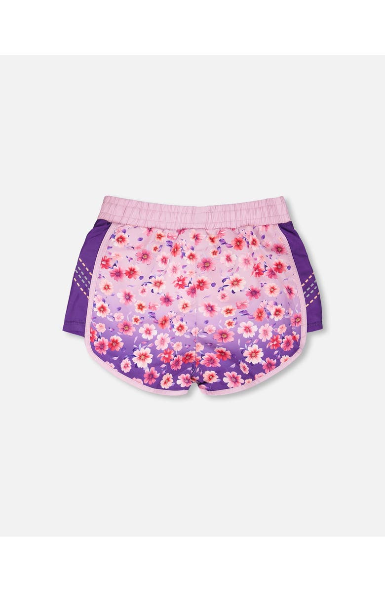 Deux par Deux Athletic Shorts in Floral Recycled Polyester, Alternate, color,