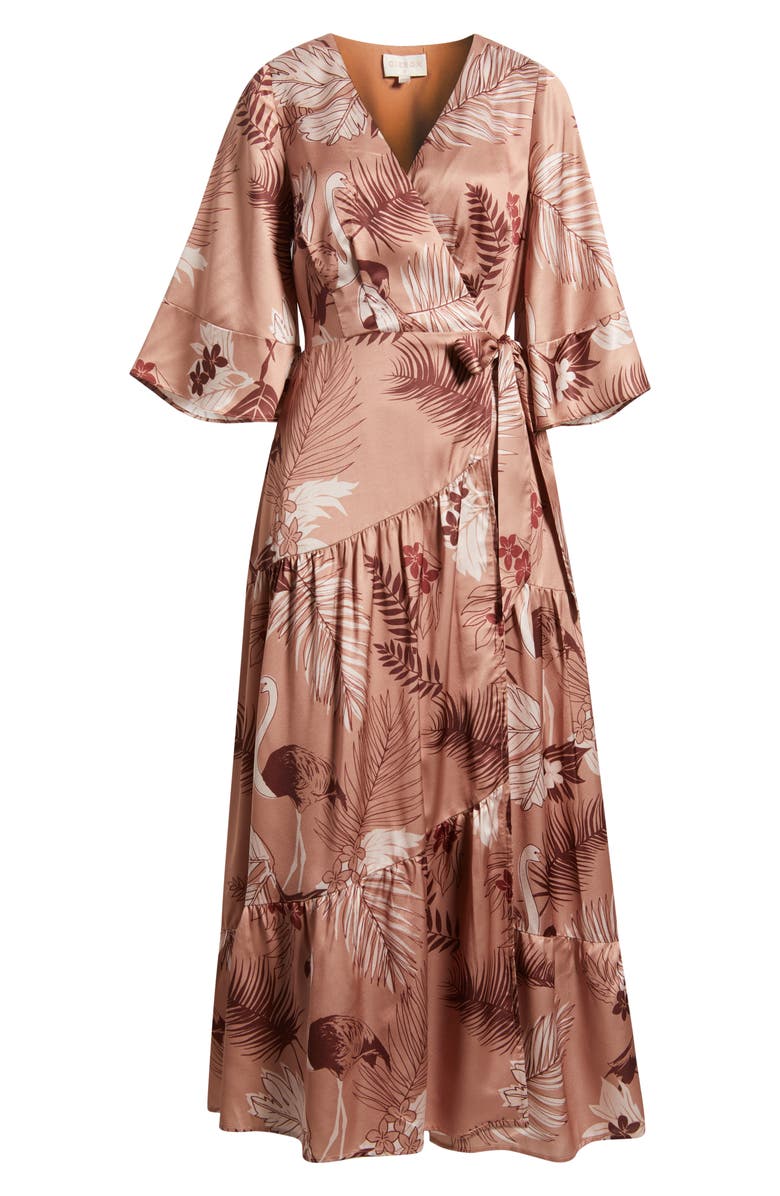 CIEBON Qwynn Flutter Sleeve Maxi Dress, Alternate, color, Mocha Multi