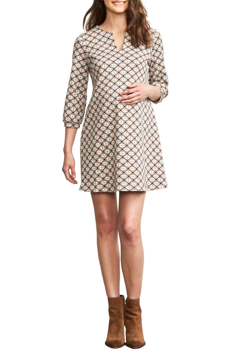 Pearls Maternity Shirt Dress, Main, color, JACQUARD