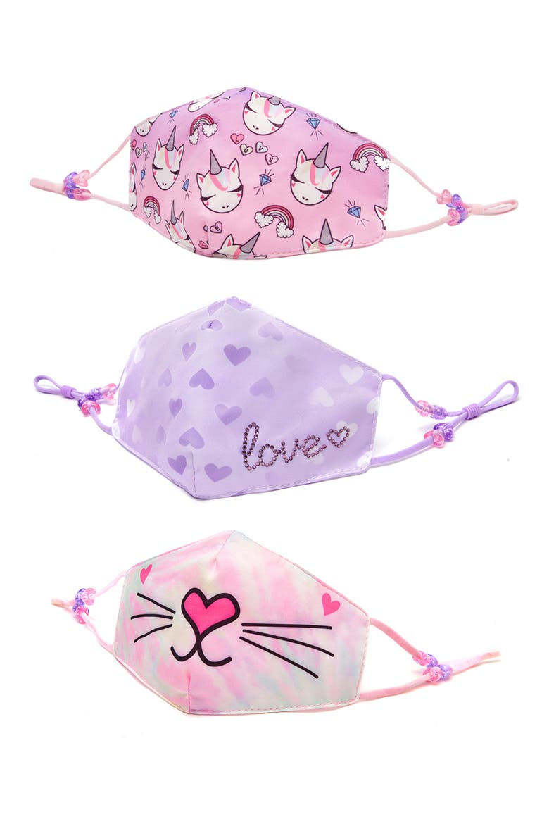 3-Pack Kids' Contoured Face Masks, Main, color, PURPLE MULTI