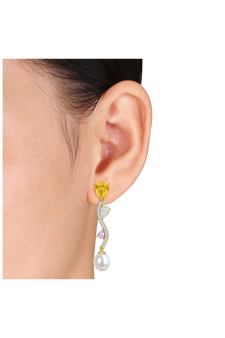 Amethyst & Cultured Freshwater Pearl Drop Earrings, Alternate, color, YELLOW MULTI