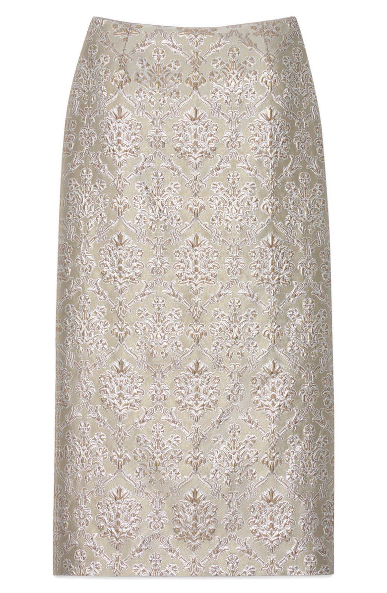 Lafayette 148 New York Metallic Baroque Botanical Brocade Midi Pencil Skirt, Alternate, color, 