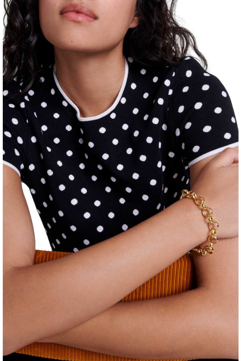 Fancy knit top, Alternate, color, Black / white