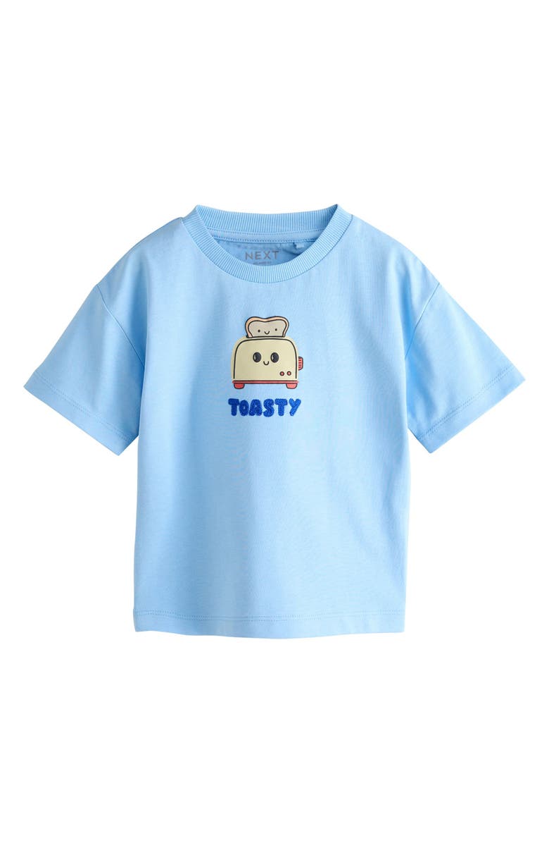NEXT Kids' Assorted 3-Pack Breakfast Treats Embroidered Cotton Graphic T-Shirts, Alternate, color, Blue
