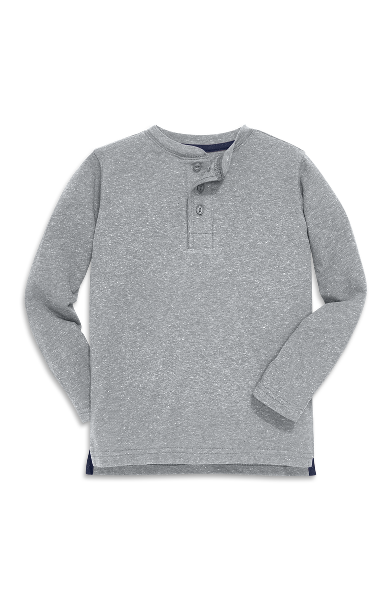 Primary Kids Heathered Long Sleeve Henley Tee, Main, color,