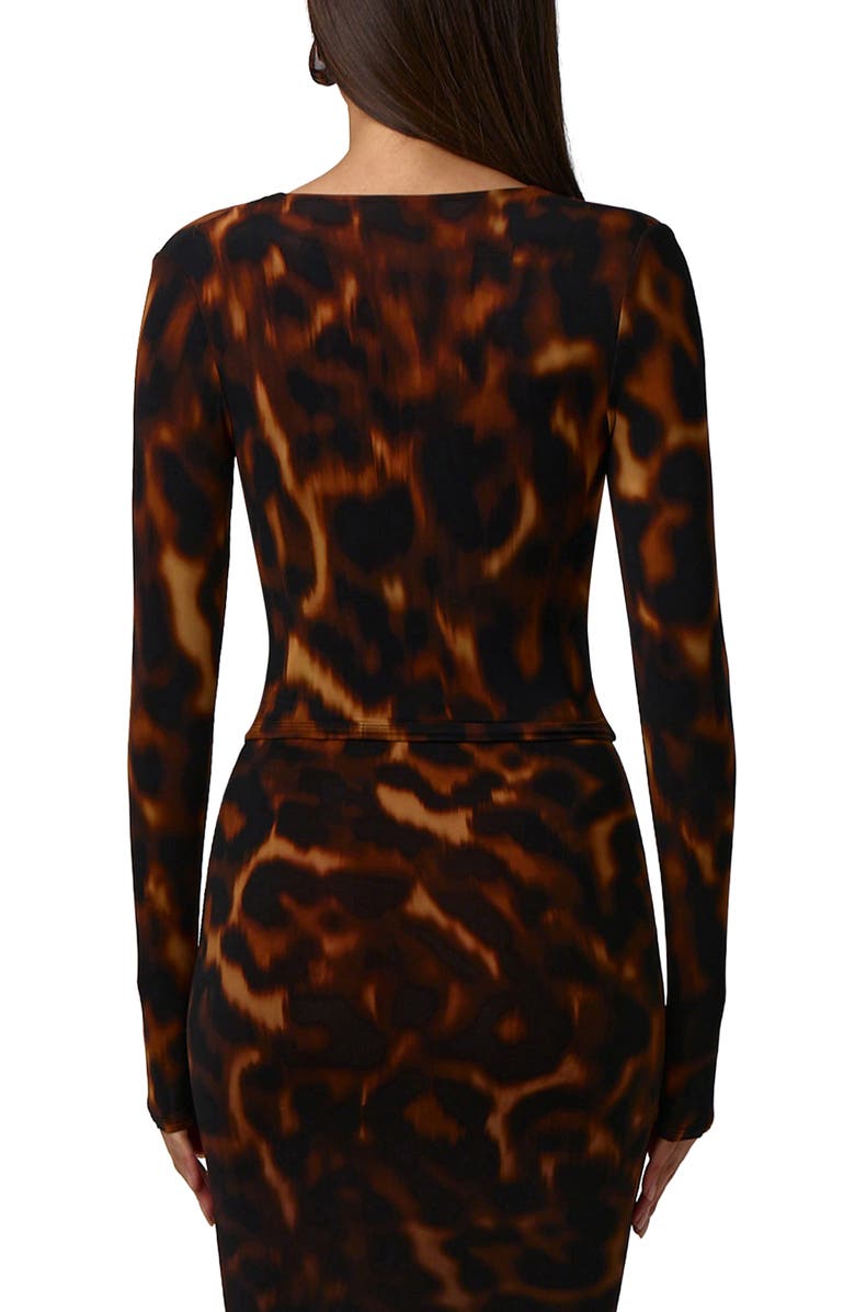 Naked Wardrobe Tortoiseshell Print Long Sleeve Cardigan, Alternate, color, Tortoise