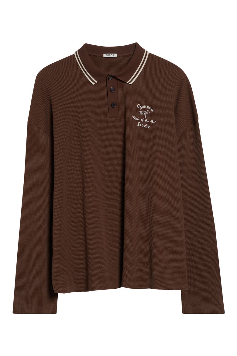 Geneva Waffle Knit Cotton Polo, Alternate, color, DARK BROWN