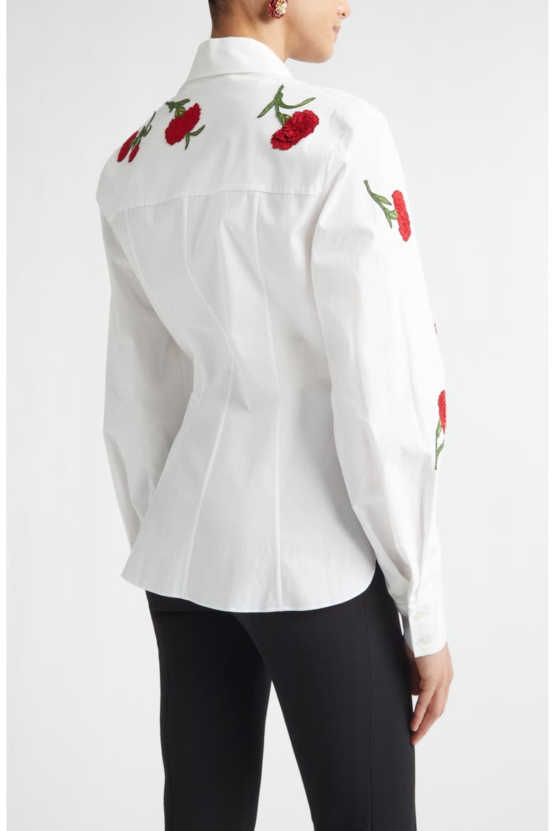 Isabella Rose Embroidered Stretch Poplin Button-Up Shirt, Alternate, color, WHITE MULTI