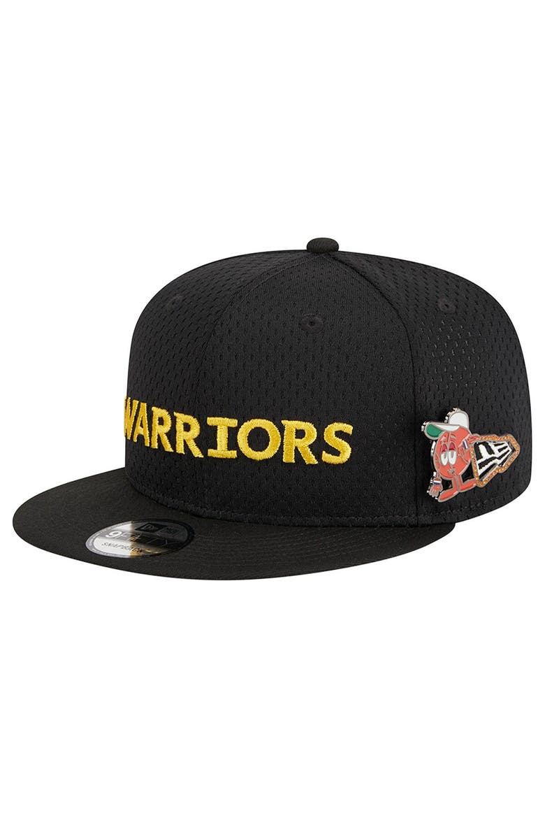Men's New Era Black Golden State Warriors Post-Up Pin Mesh 9FIFTY Snapback Hat, Main, color, Black