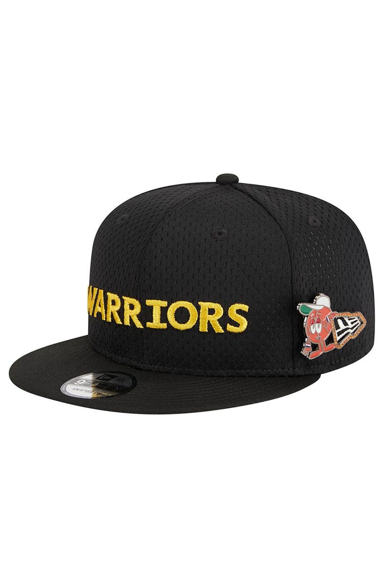 New Era Men's New Era Black Golden State Warriors Post-Up Pin Mesh 9FIFTY Snapback Hat, Main, color, Black