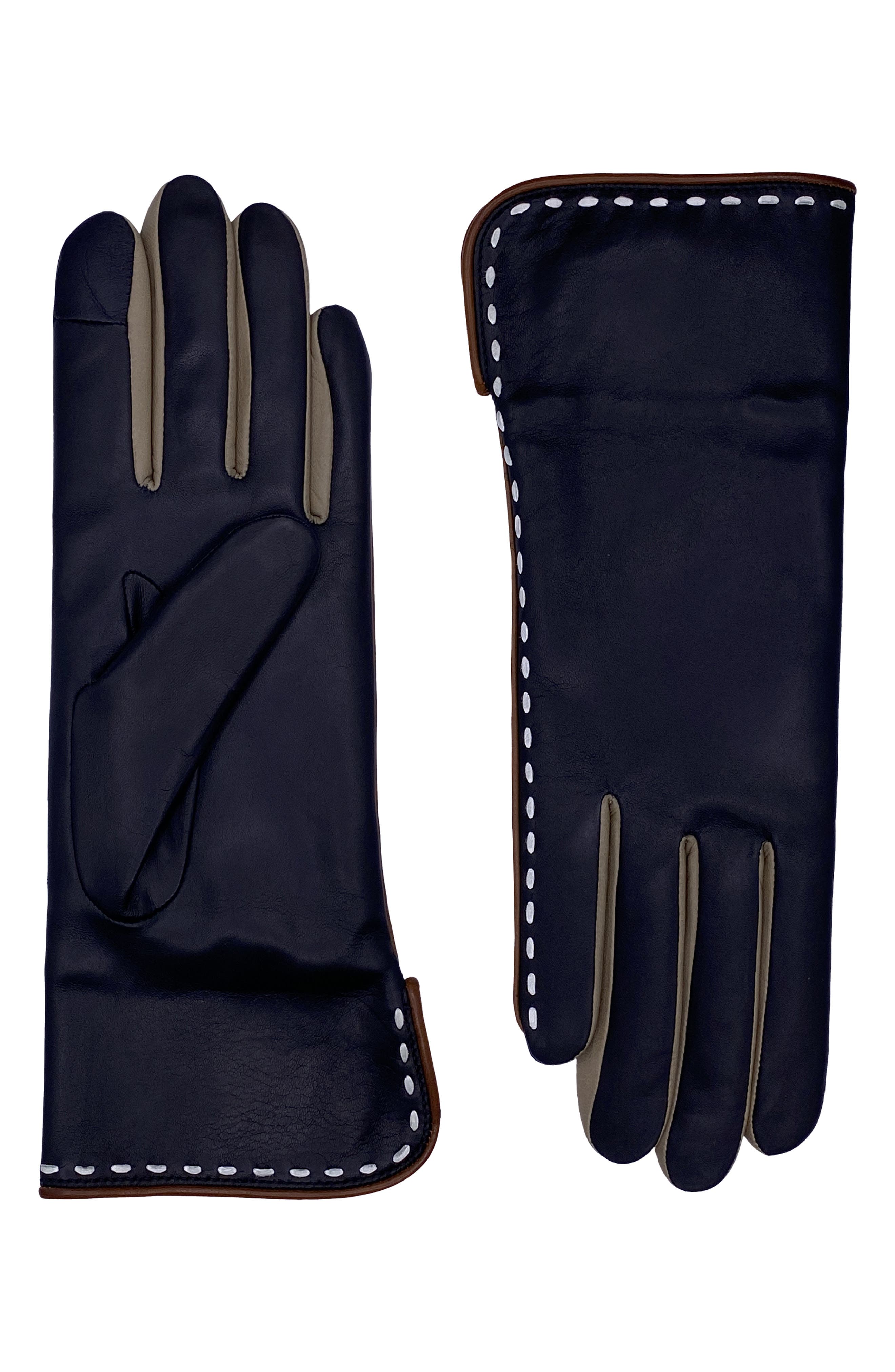 Agnelle Diane Corset Lacing Leather Gloves in Black 