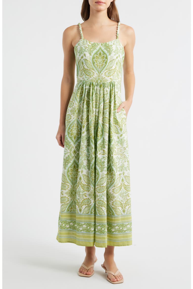 Paisley Print Maxi Dress, Main, color, PEAR/ SEA GREEN