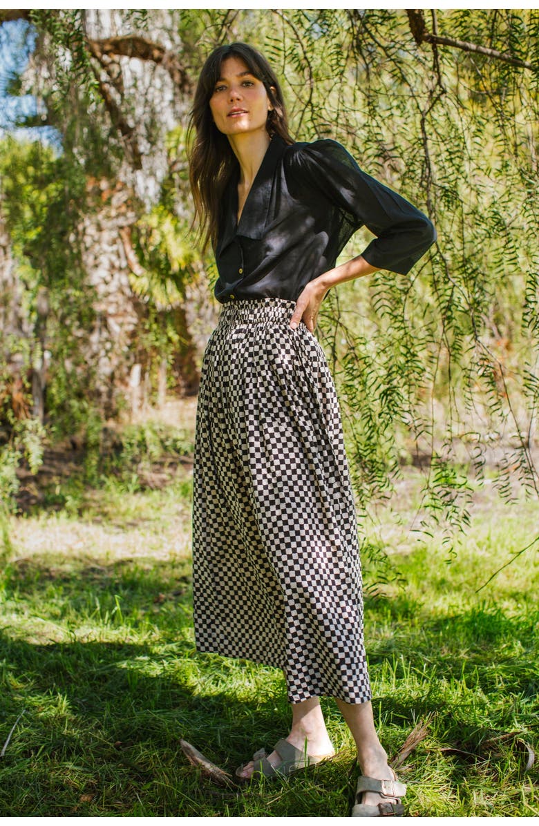 World of Crow Block Printed Black Skirt, Alternate, color, 