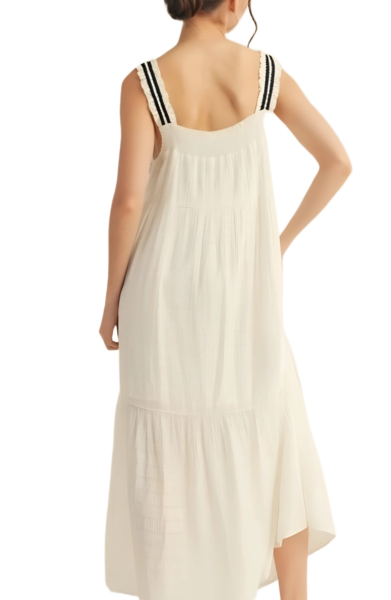 Knit and Lounge Smocked Maxi Dress with Tie Straps, Alternate, color,