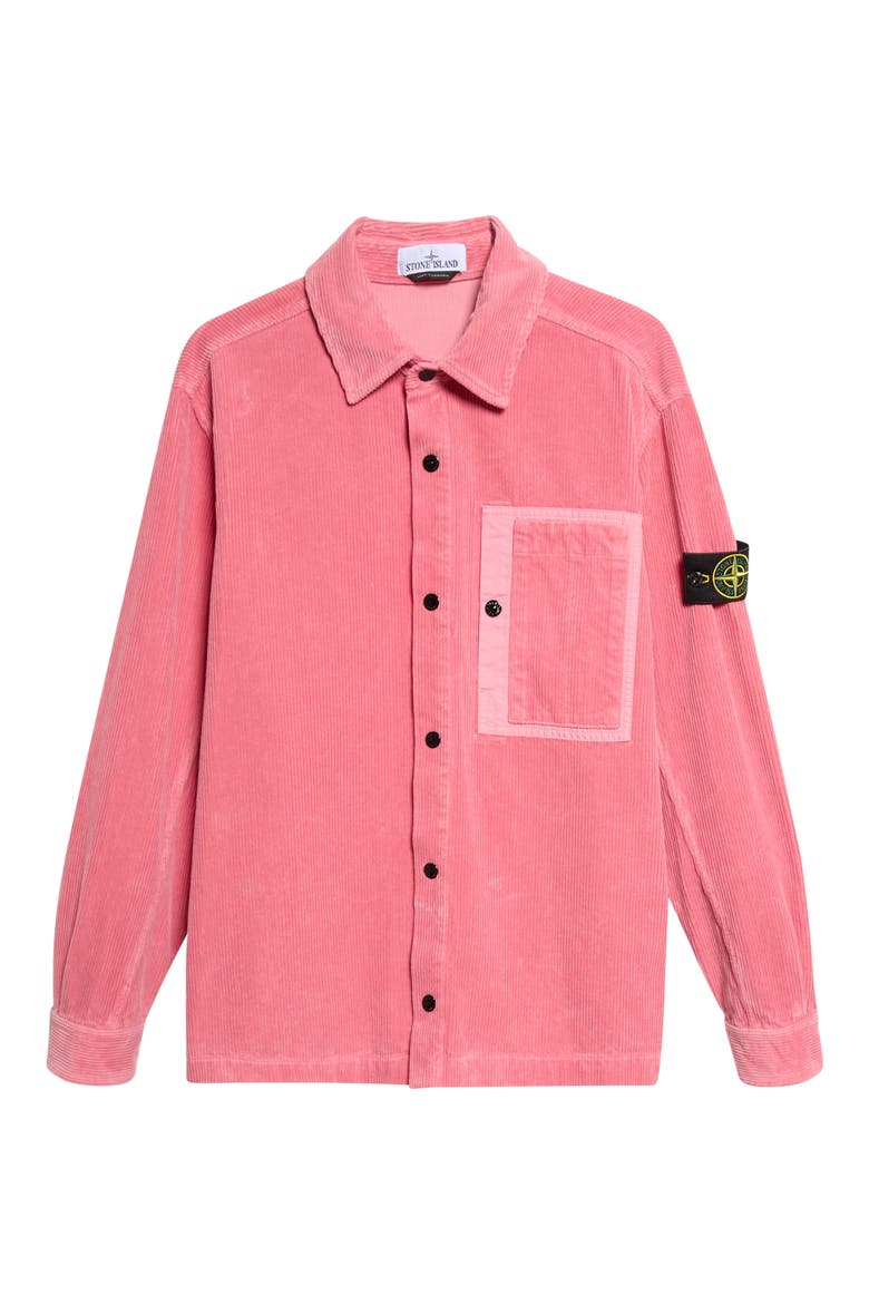 Cotton Corduroy Snap-Up Overshirt, Main, color, V0089 GERANIUM