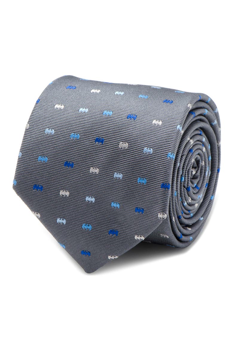 Batman Icon Silk Tie, Alternate, color, GREY
