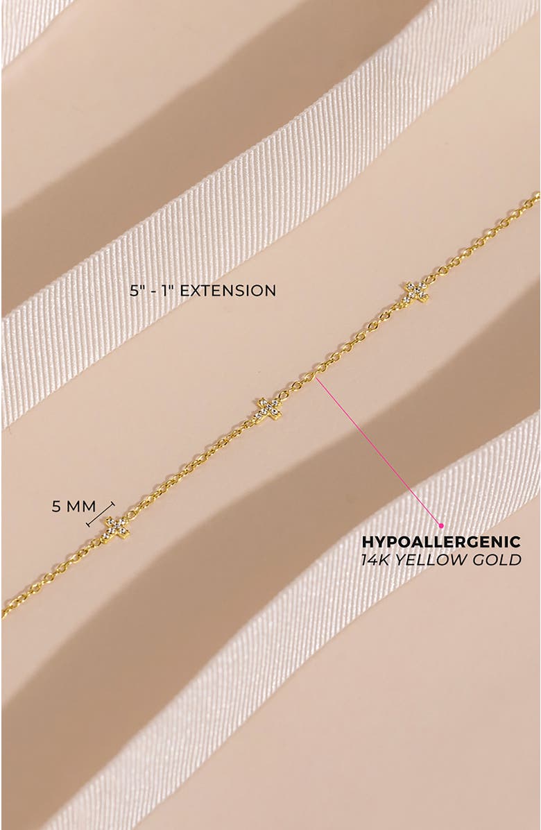 In Season Jewelry 14k Tiny Cross Link Bracelet, Alternate, color, Gold