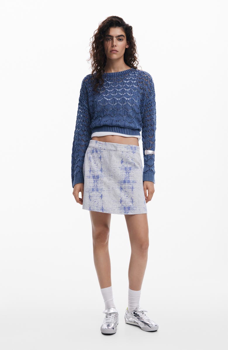 Desigual Cropped Open Knit Sweater, Alternate, color, 