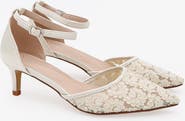 Kailee P Claudia Crochet Lace pointed toe Wedding Kitten Low Heel