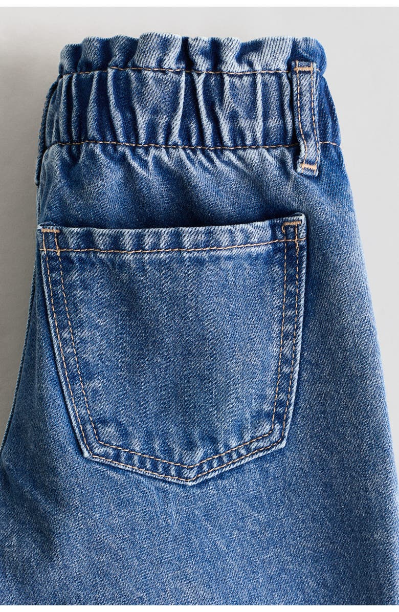 H&M Wide Leg Paper Bag Jeans, Alternate, color, Denim Blue/Bows