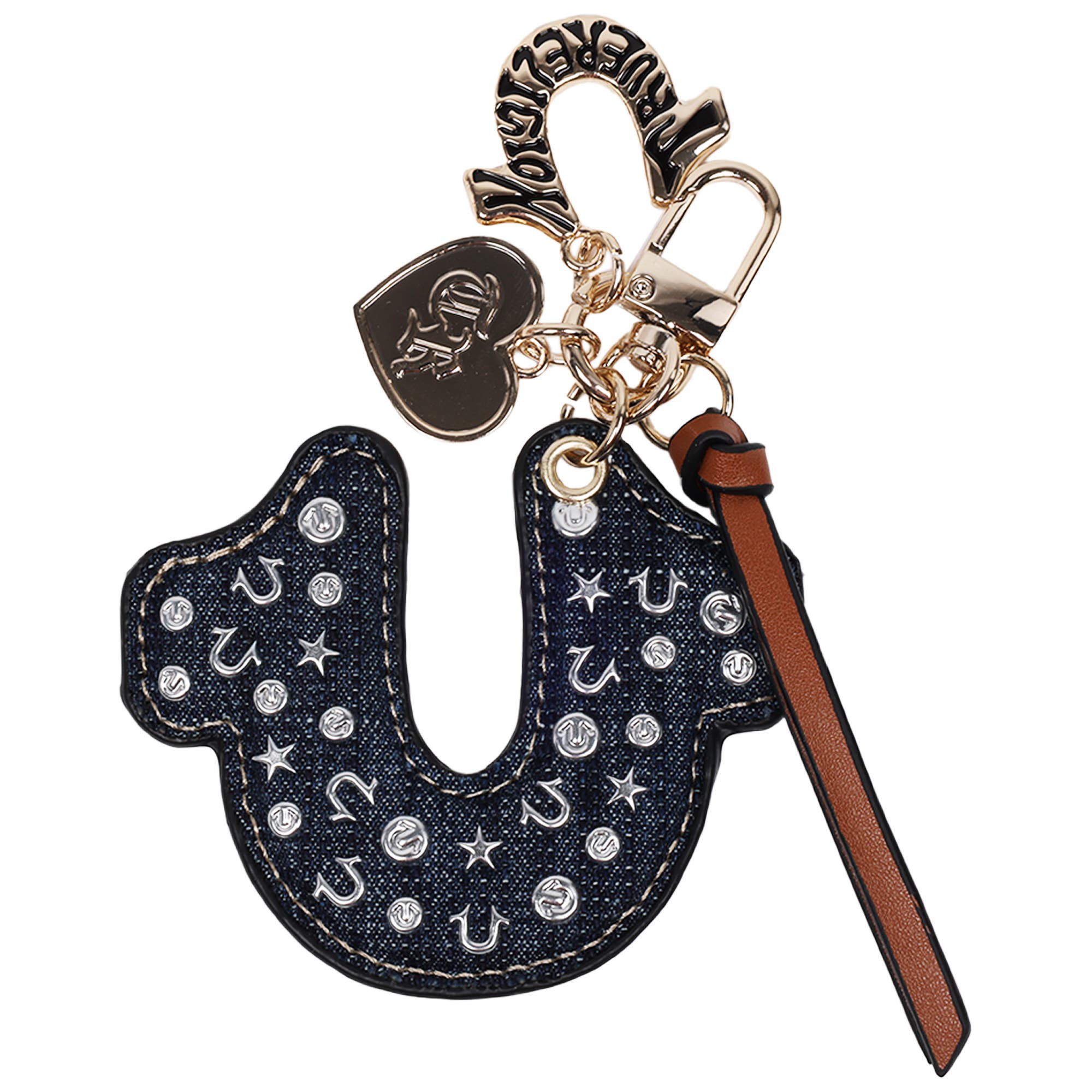 True Religion Denim Horseshoe Bag Charm, Main, color, Dark Denim