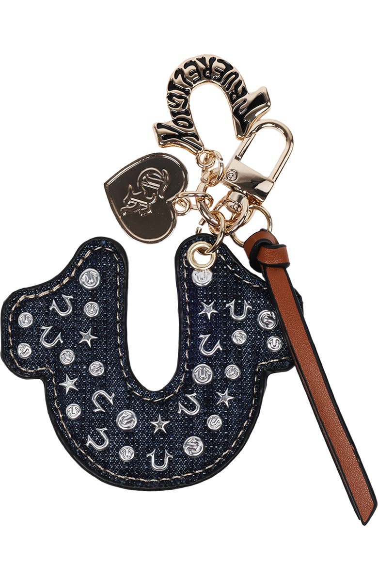 True Religion Denim Horseshoe Bag Charm, Main, color, Dark Denim
