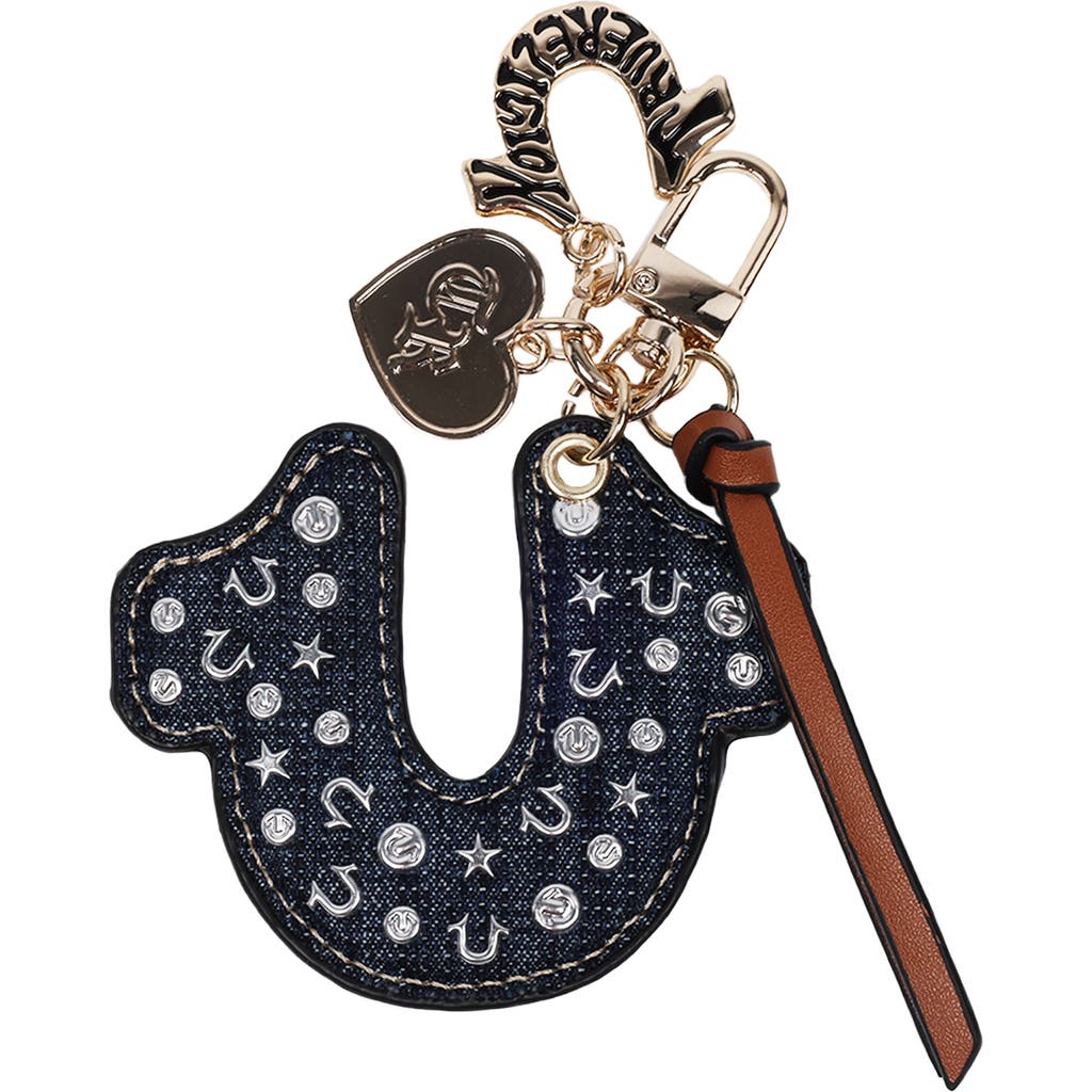 True Religion Denim Horseshoe Bag Charm In Blue