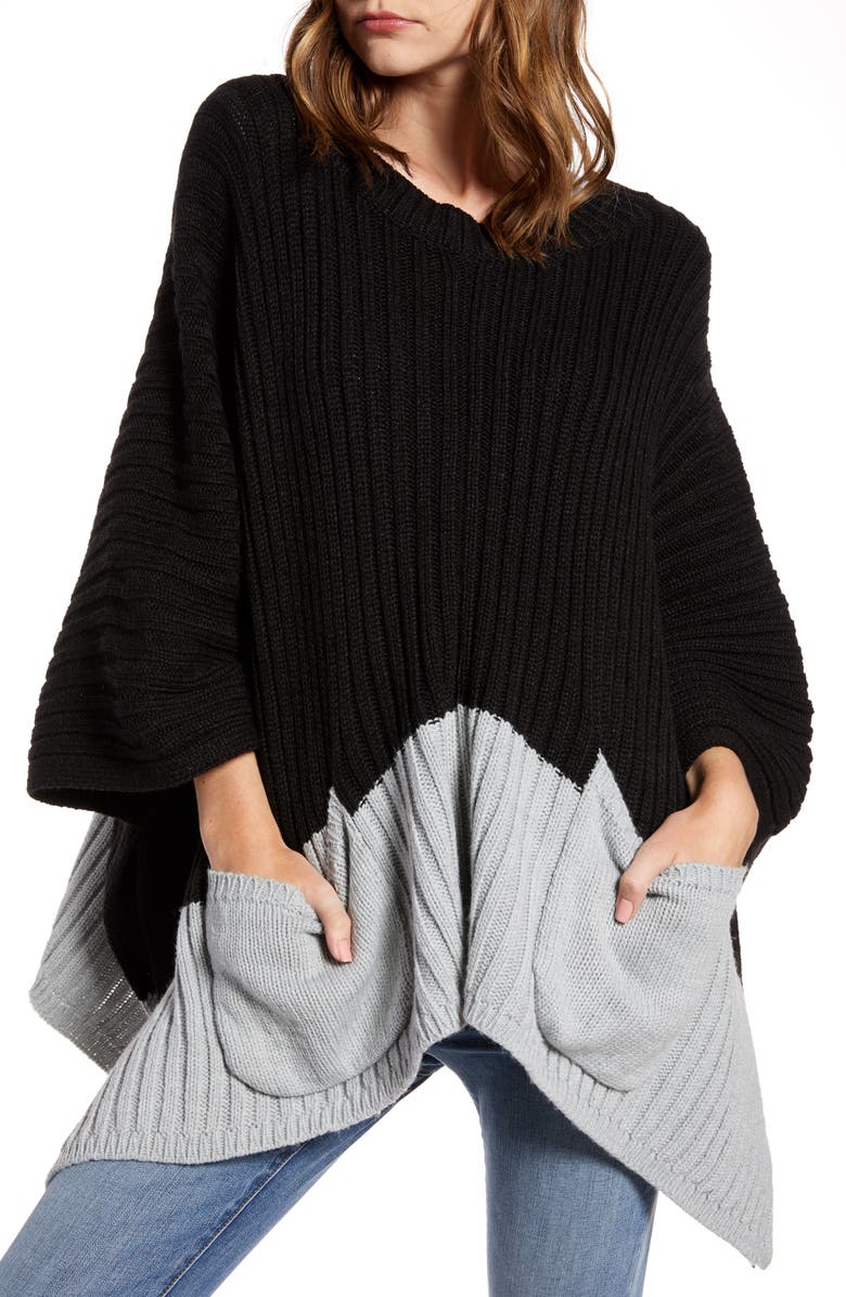 Treasure & Bond Rib Knit Poncho, Main, color,