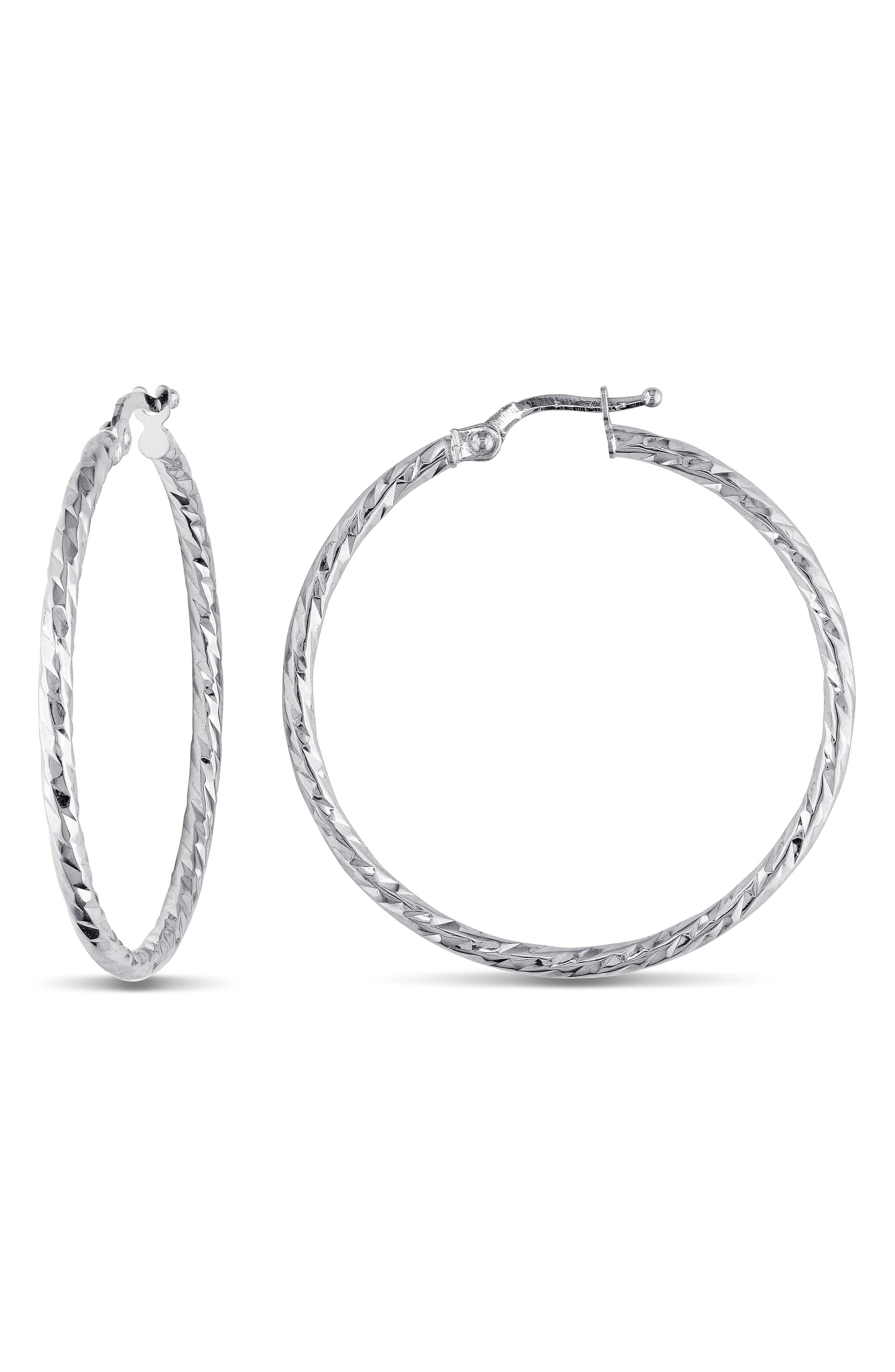 DELMAR Diamond Edge Cut Hoop Earrings