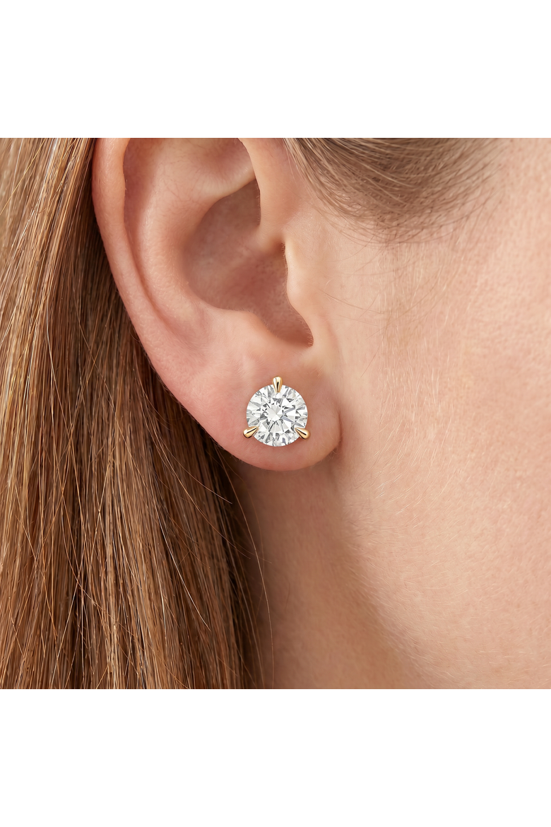 Certified 4 Ct TW Round Lab Grown Martini Diamond Studs 14k Gold, Alternate, color, 14k Yellow Gold