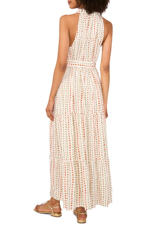 Two By Vince Camuto Print Tie Waist Sleeveless Maxi Shirtdress