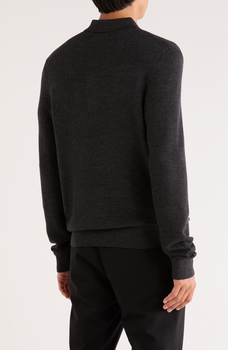 Nordstrom Long Sleeve Merino Wool Polo, Alternate, color, Black Coal Heather