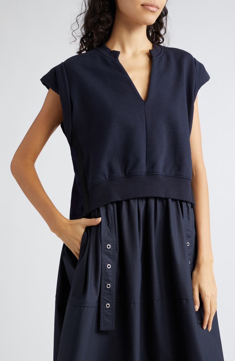 3.1 Phillip Lim Mixed Media Cotton Midi Dress, Alternate, color,