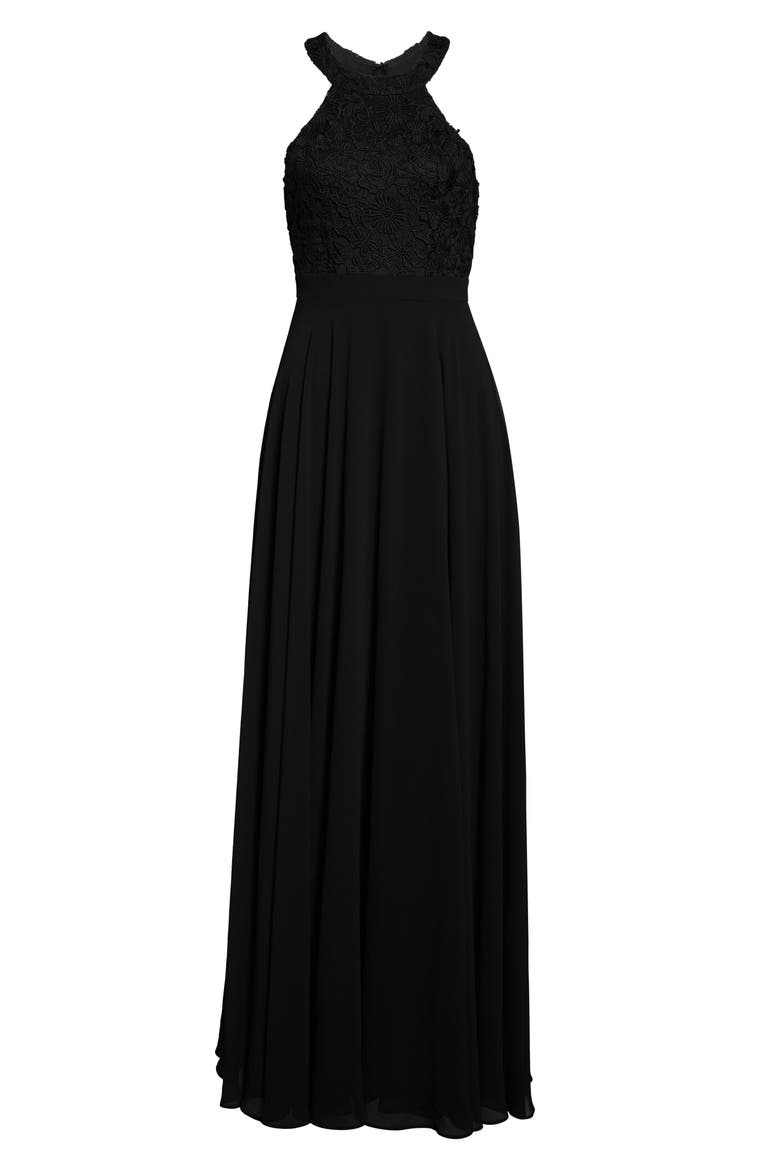 Love Poem Lace Halter Gown, Alternate, color, BLACK