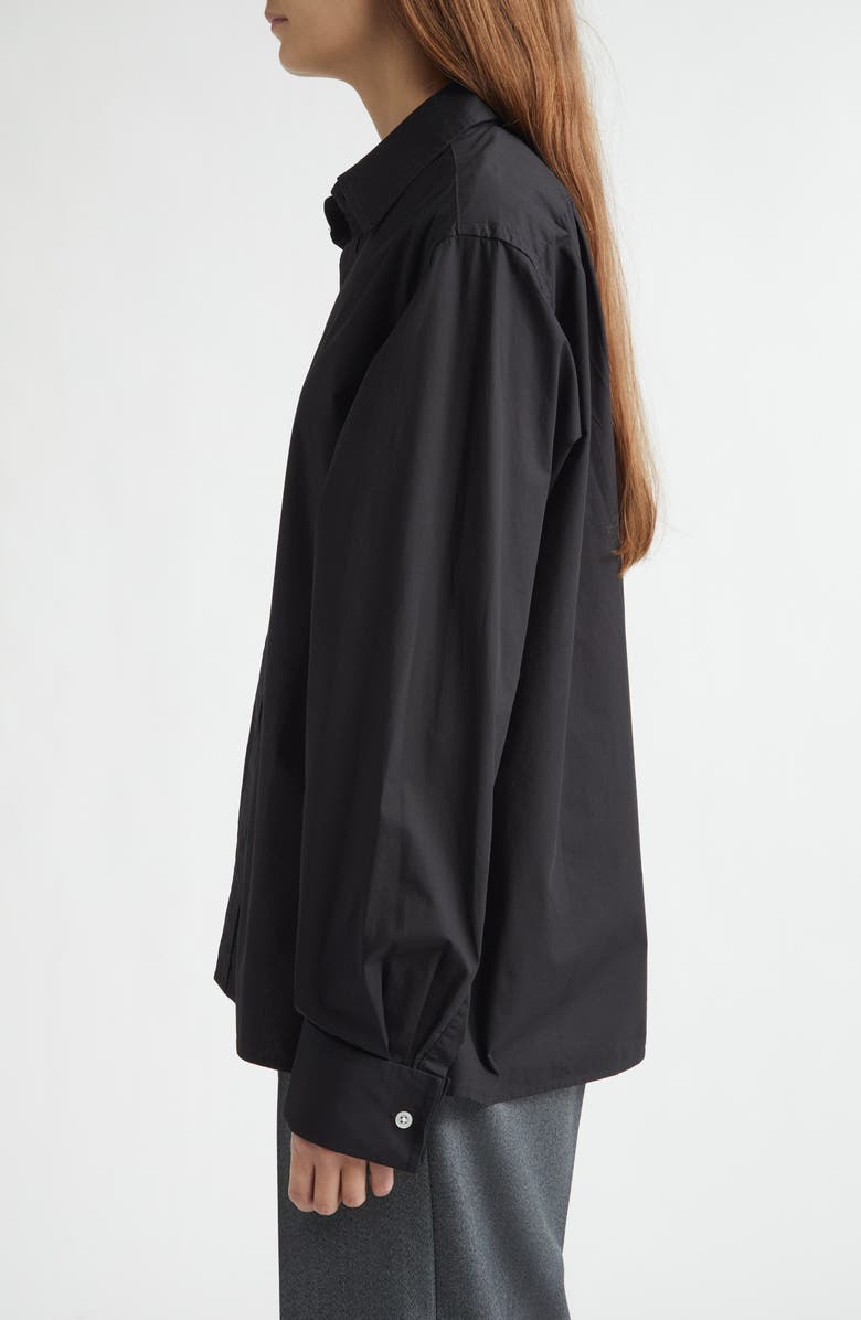 EMILY DAWN LONG Jeff's Cotton Poplin Button-Up Shirt, Alternate, color, Solid Black