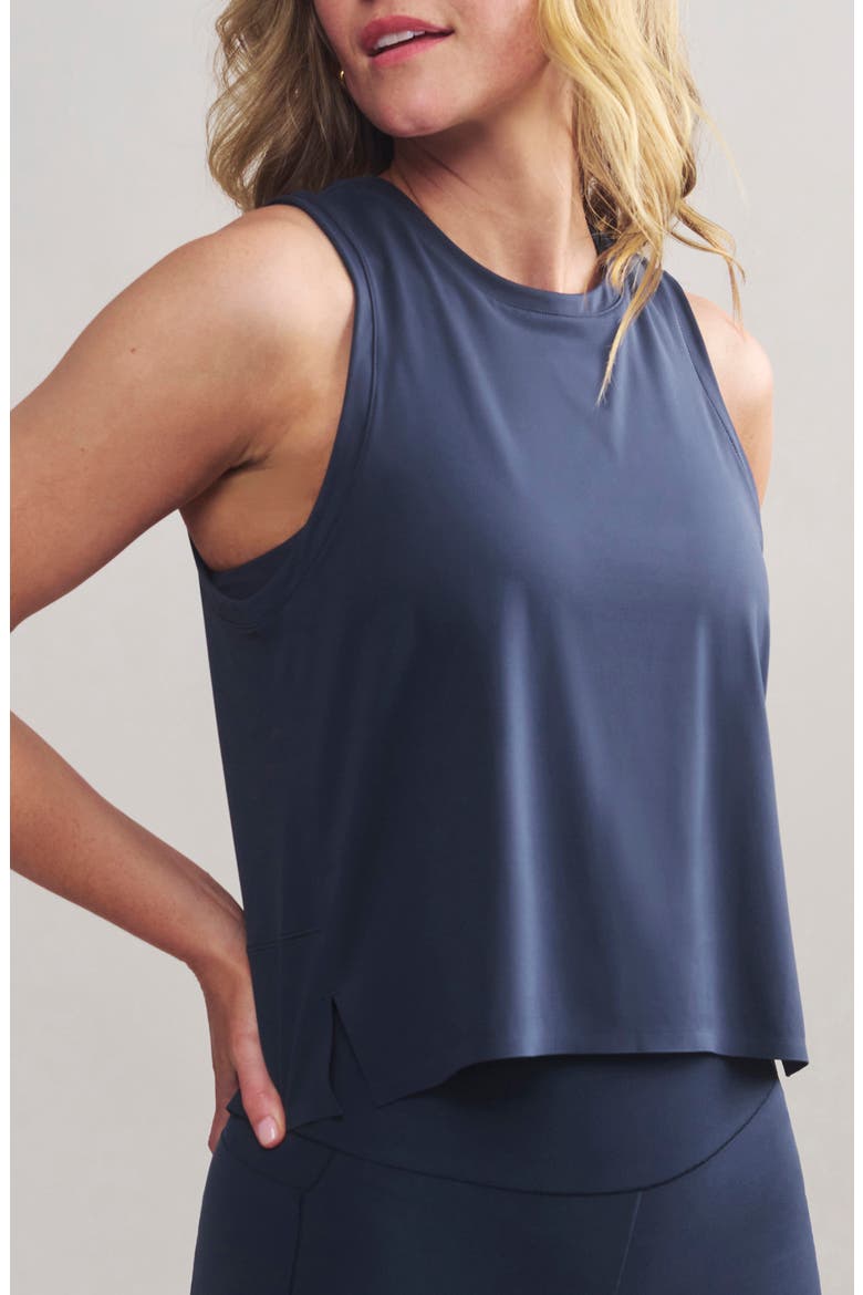 Serene Crop Performance Tank, Alternate, color, NAVY BLUE