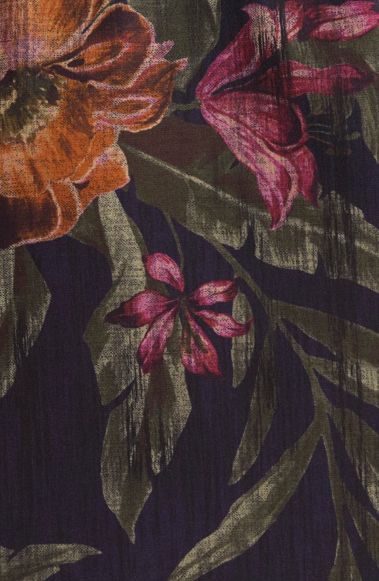 Tommy Bahama Carmela Orchid Isle Long Sleeve Wrap Dress, Alternate, color, Black