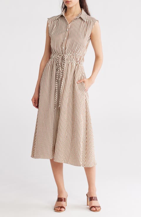 Cape Cod Stripe Sleeveless Midi Shirtdress