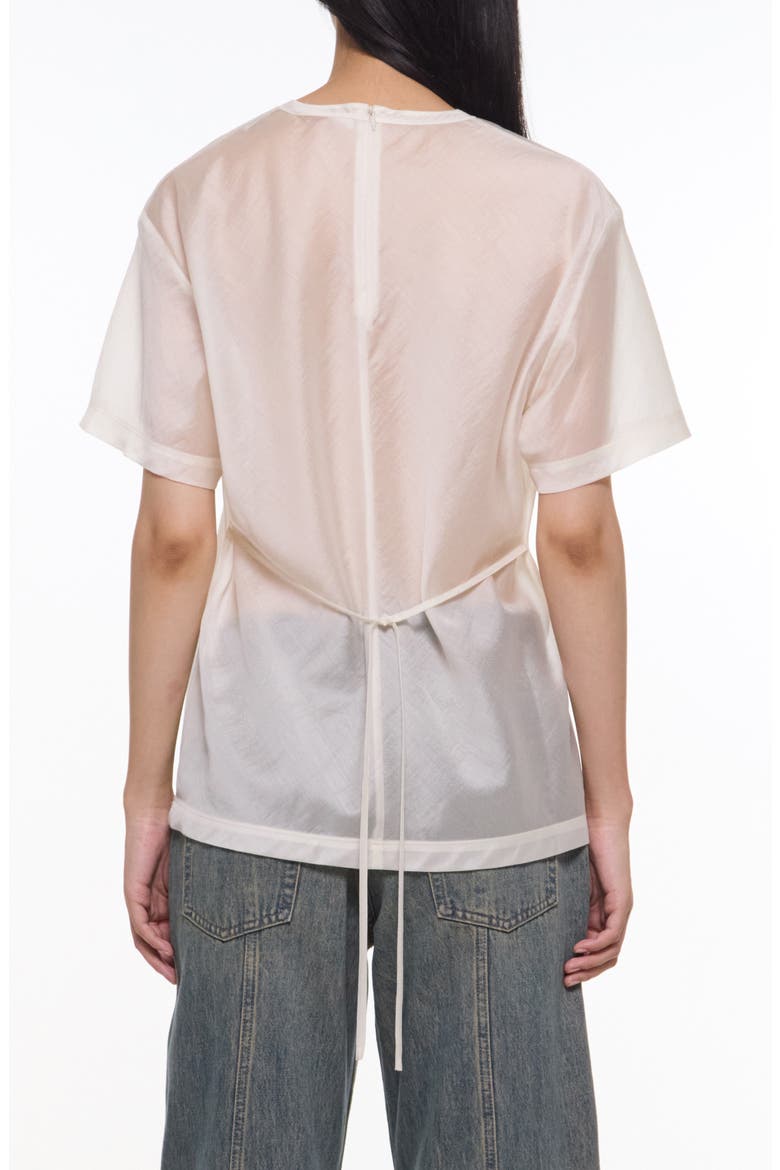 Sheer Tie Waist T-Shirt, Alternate, color, SOFT WHITE