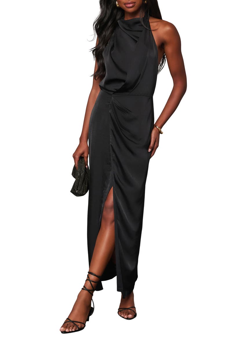 VICI Collection Jaelyn Halter Neck Satin Gown, Main, color, 