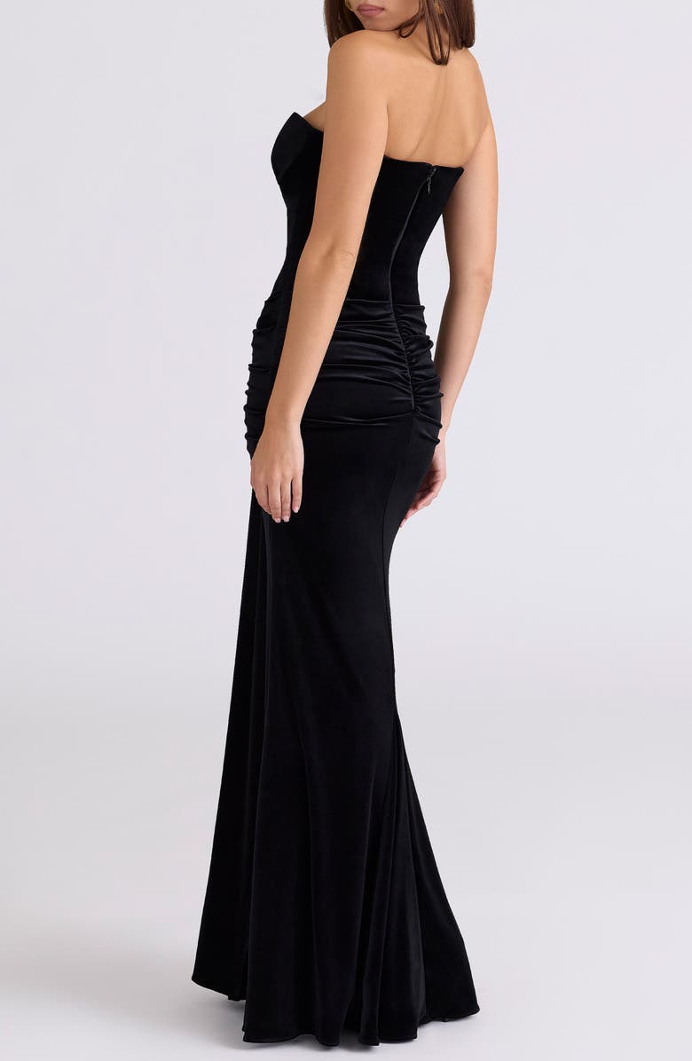 HOUSE OF CB Vienne Deep Plunge Neck Velvet Gown, Alternate, color, Black
