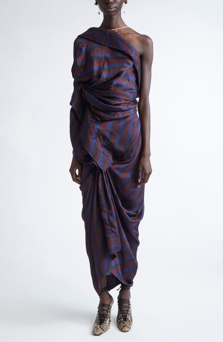 Dries Van Noten Dolla Stripe One-Shoulder, Main, color, Navy