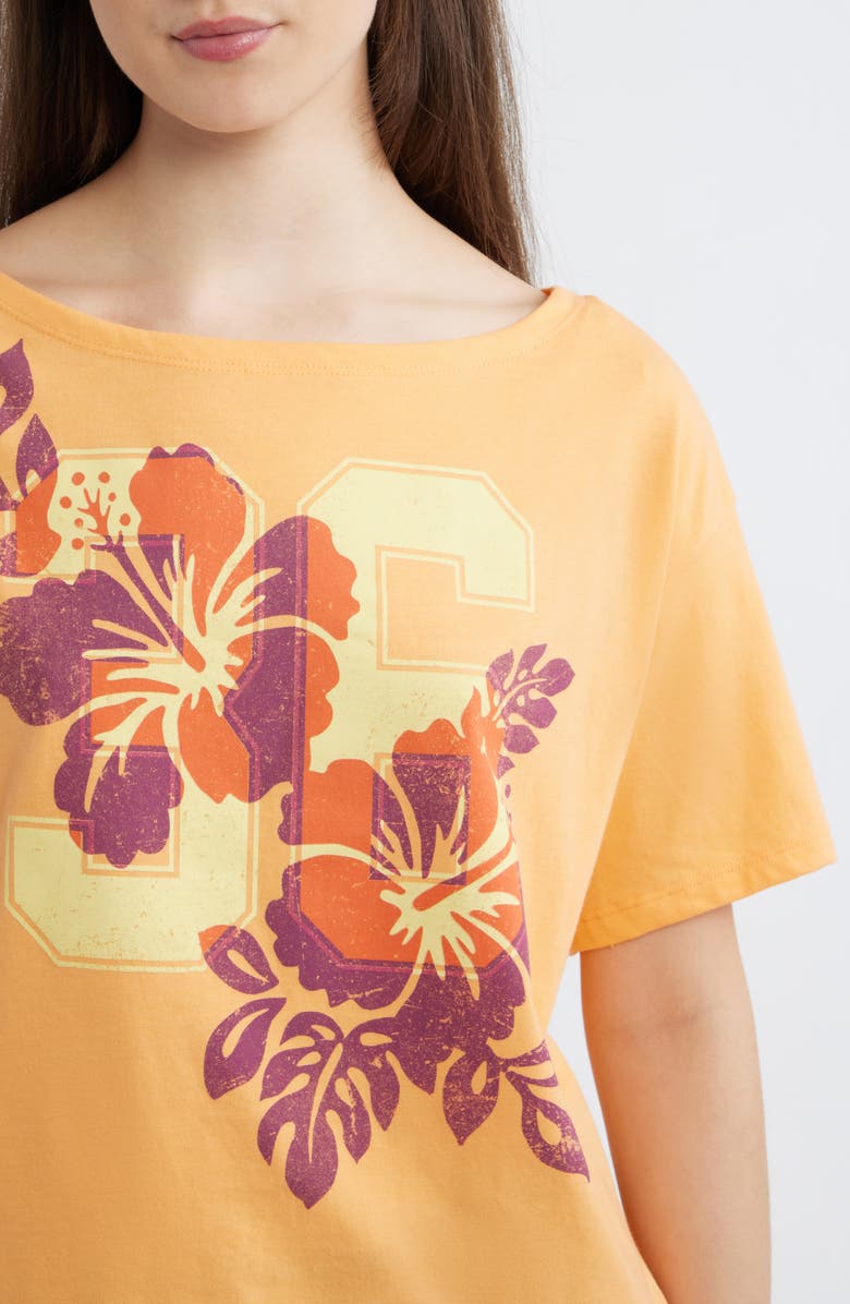 Vinyl Icons Floral Graphic T-Shirt, Alternate, color, Orange