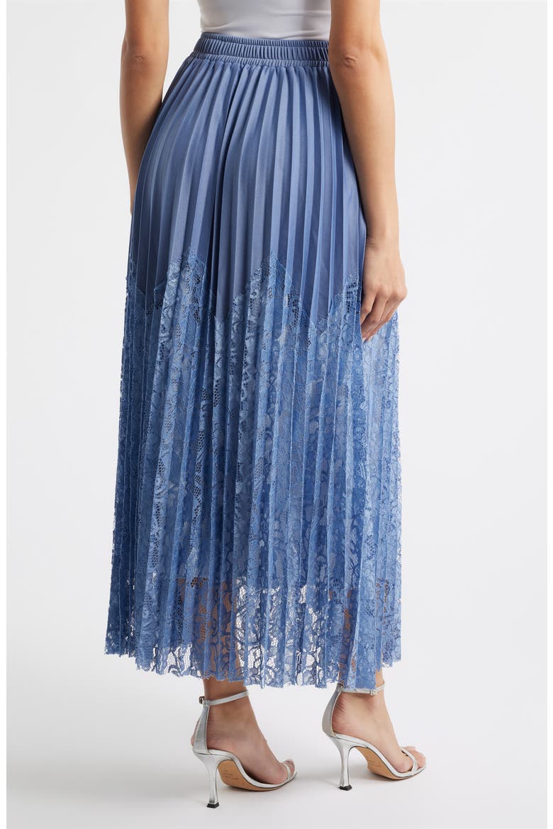 Sigrid Mixed Media Pleated Skirt, Alternate, color, BLUE