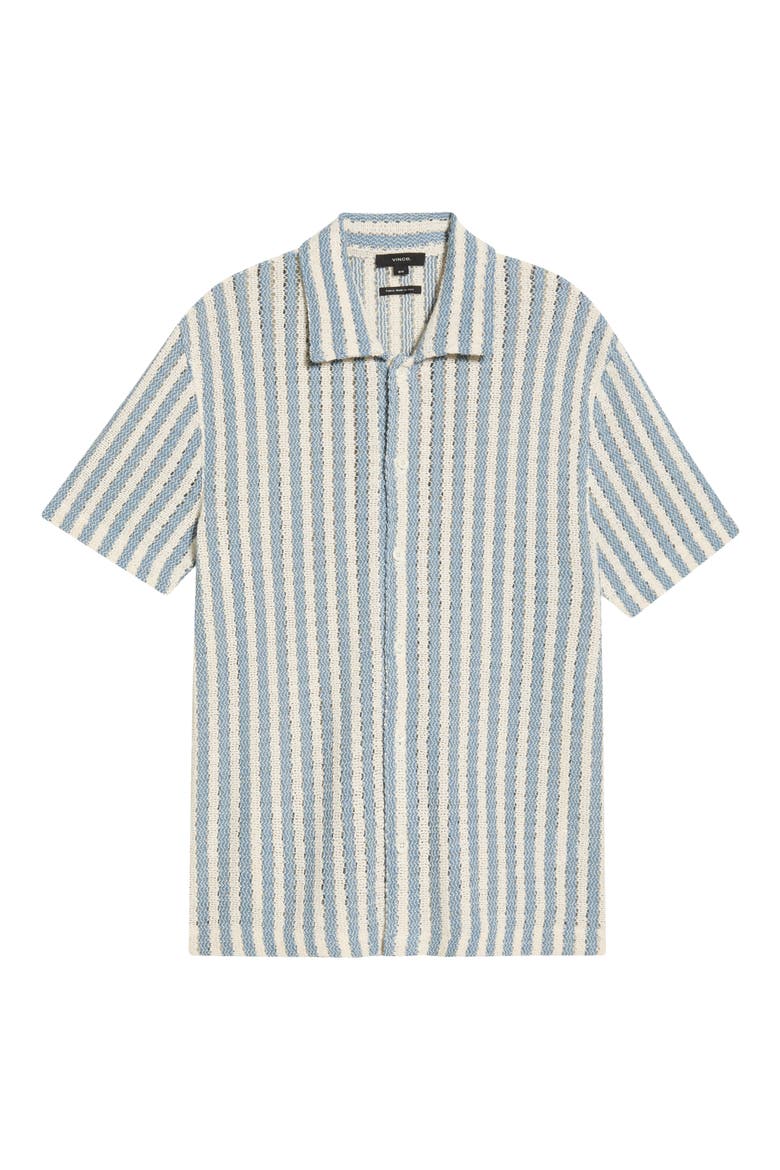 Beach Stripe Cotton-Blend Button-Front Shirt, Alternate, color, UNIFORM BLUE COMBO